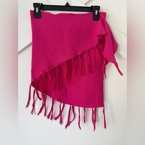 Vitamin A Women’s Sirena Linen-Blend Fringe Tassels Sarong Pink One Size NWT